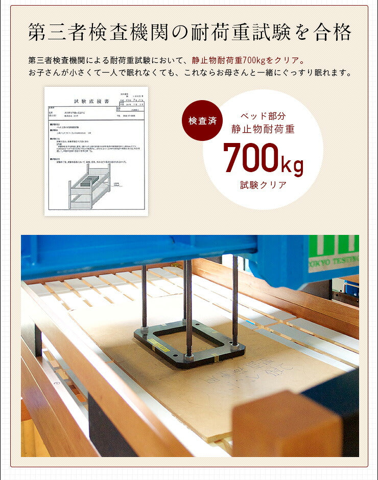 【特許庁認定登録意匠/耐荷重700kg】宮付き 二段ベッド 2段ベッド Creil(クレイユ) 5色対応 耐震 頑丈 子供用ベッド 大人用 ベッド 分割 分離 シングルベッド 宮棚 木製 子供部屋 おしゃれ