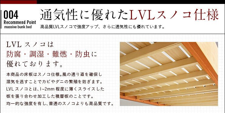 【特許庁認定登録意匠/耐荷重700kg】宮付き 二段ベッド 2段ベッド Creil(クレイユ) 5色対応 耐震 頑丈 子供用ベッド 大人用 ベッド 分割 分離 シングルベッド 宮棚 木製 子供部屋 おしゃれ