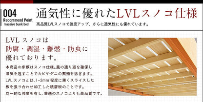 【特許庁認定登録意匠/耐荷重700kg】宮付き 二段ベッド 2段ベッド Creil(クレイユ) 5色対応 耐震 頑丈 子供用ベッド 大人用 ベッド 分割 分離 シングルベッド 宮棚 木製 子供部屋 おしゃれ