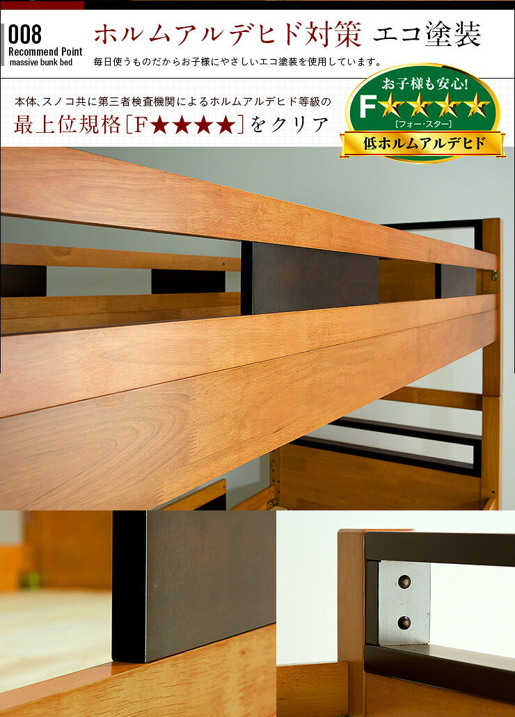 【特許庁認定登録意匠/耐荷重700kg】宮付き 二段ベッド 2段ベッド Creil(クレイユ) 5色対応 耐震 頑丈 子供用ベッド 大人用 ベッド 分割 分離 シングルベッド 宮棚 木製 子供部屋 おしゃれ