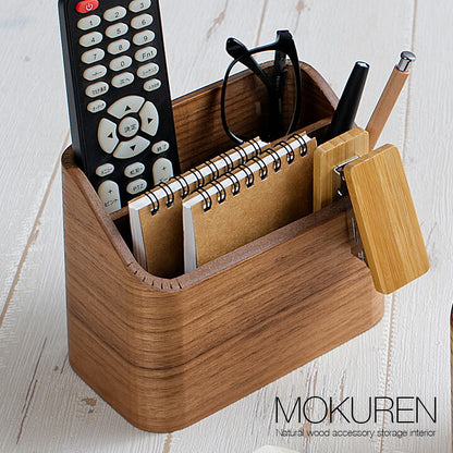 【ポイント10倍!今晩20時開始】高級材突板使用 MOKUREN(モクレン) リモコンラック RF-002WN RF-002NA ウォールナット タモ 木 リモコンケース リモコンスタンド リモコン収納 ペン立て 文房具収納 化粧品 メガネ シンプル