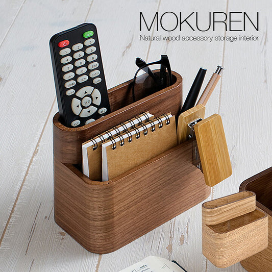 【ポイント10倍!今晩20時開始】高級材突板使用 MOKUREN(モクレン) リモコンラック RF-036WN RF-036NA ウォールナット タモ 木 リモコンケース リモコンスタンド リモコン収納 ペン立て 文房具収納 化粧品 メガネ シンプル