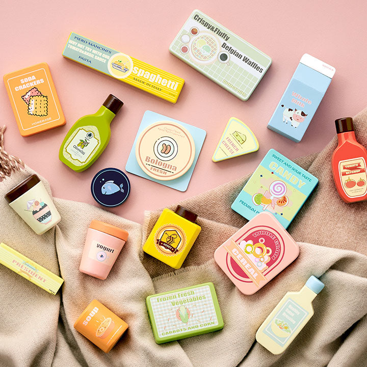 【15%OFFクーポン★6日20時】ままごと おままごと ままごとセット おままごとセット おままごとグッズ 木製 食材 調理 おもちゃ 家事 子ども キッズ おしゃれ  充実の18点セット CEマーク付き ストック＆フリッジ フードセット Vanilla(バニラ)