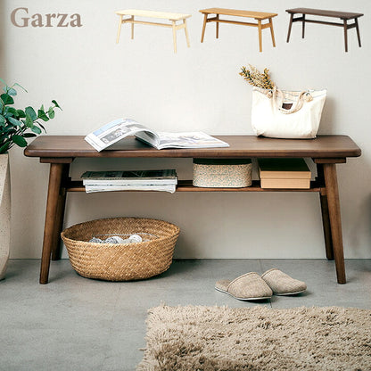 ダイニングベンチ 幅105cm Garza(ガルサ) 3色対応 棚付き ダイニング ベンチ 椅子 ダイニングチェア ダイニングチェアー 2人掛け 木製 ラバーウッド