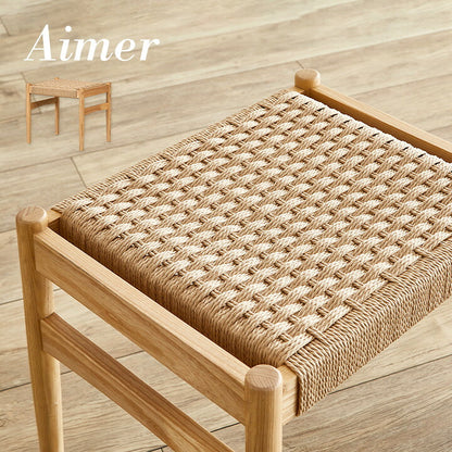 【完成品/アッシュ無垢材使用】ペーパーコード スツール Aimer(エメ) 1脚 ダイニングチェア ダイニングチェアー デスクチェア デスクチェアー ダイニングベンチ ベンチチェア 天然木 木製チェア 木製 椅子 木製椅子 シンプル おしゃれ