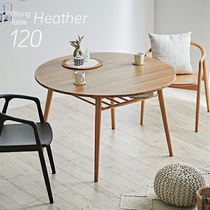 ダイニングテーブル 丸テーブル 直径120cm 丸型 円形 単品 Heather(ヘザー) ダイニング 円形テーブル ラウンドテーブル おしゃれ 食卓テーブル 6人掛け 4人掛け 円卓 収納棚 天然木 ナチュラル 北欧